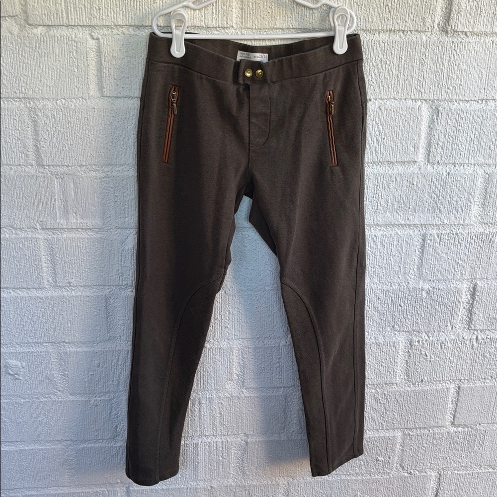 Zara Green Riding Pants with Zipper Pockets Soft Collection